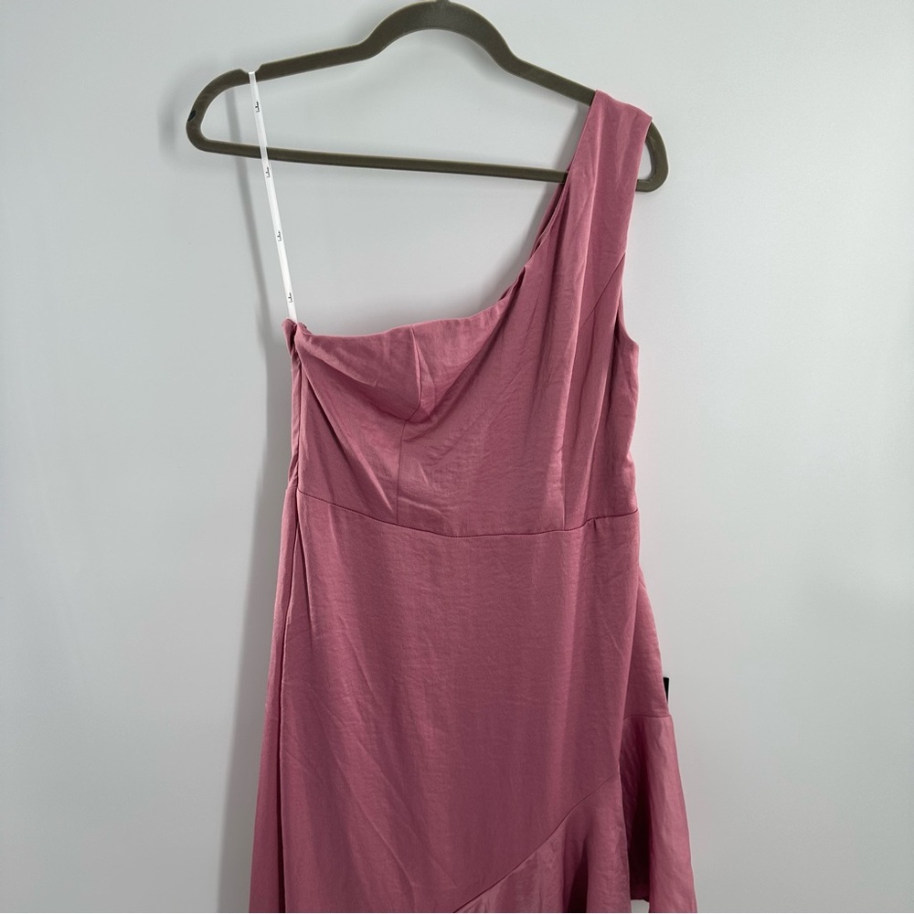NWT Lulus Loving the Attention Mauve Satin Asymmetrical Ruffled Midi Dress - Picture 3 of 10